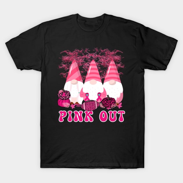 Pink Out Breast Cancer Awareness Gnomes and Football T-Shirt by Mind Your Tee